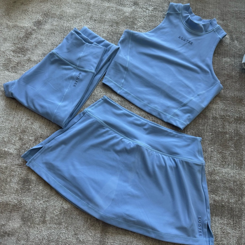 2 pieces: top and pants Bo&Tee in blue lavender soft active sz SM - Picture 8 of 16
